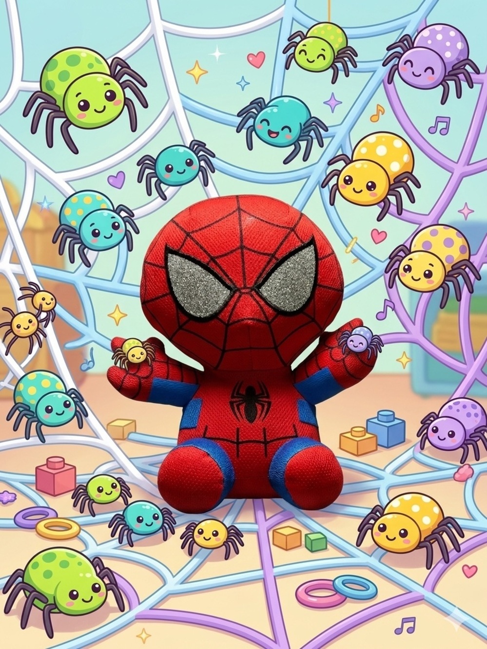 Spider-Man Plush Toy with Glitter Eyes - Kids Stuffed Animal - Picture 2 of 7